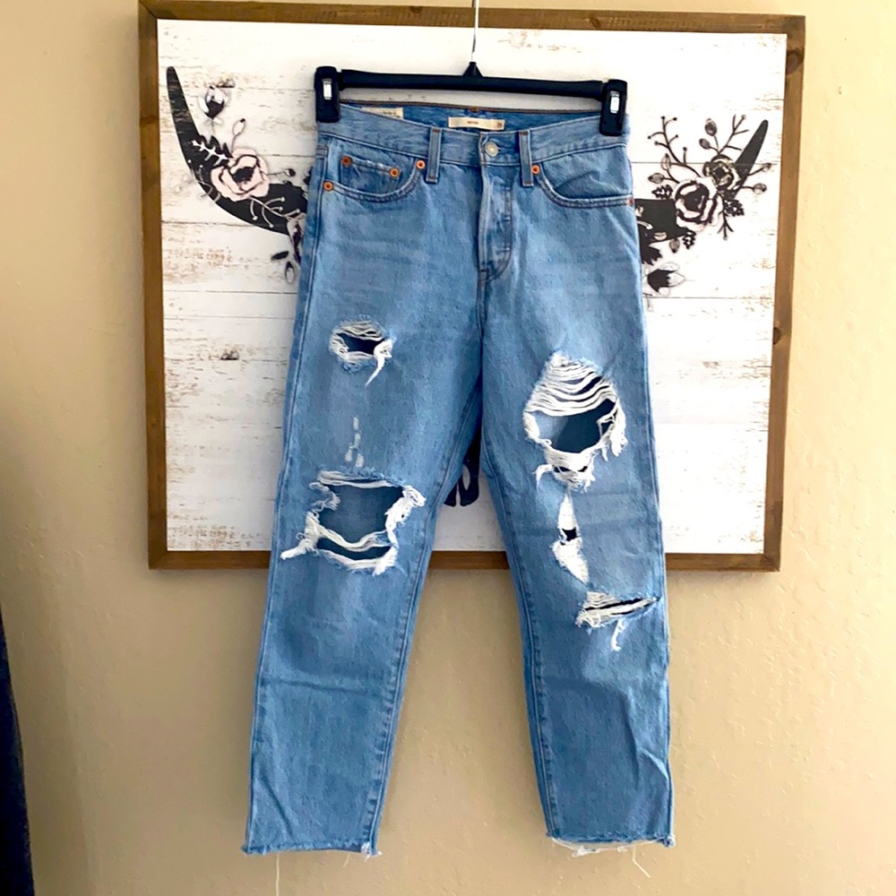 Levi’s distressed jeans!